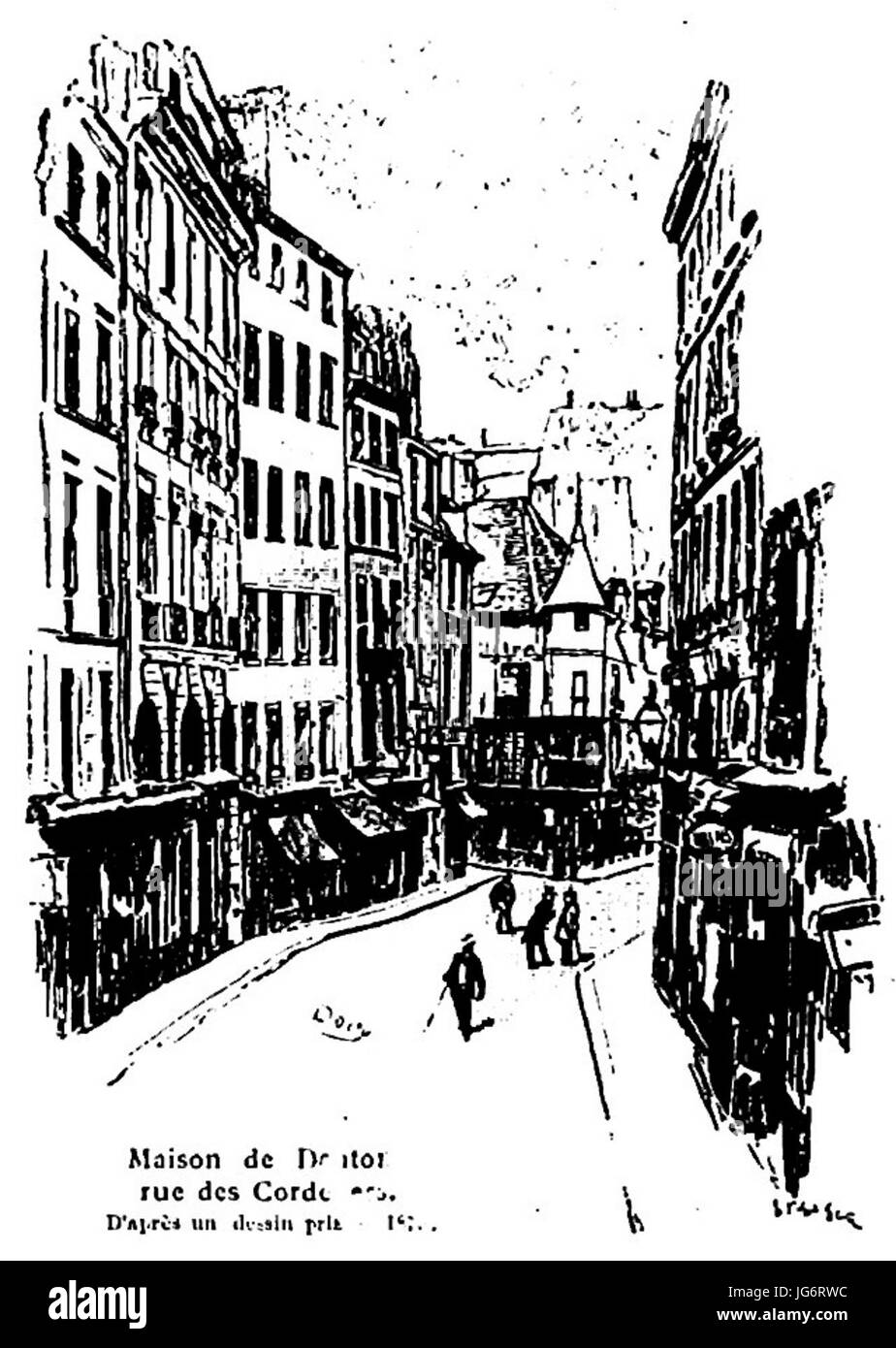 Rue des Cordeliers & Maison de Danton à Paris Foto Stock