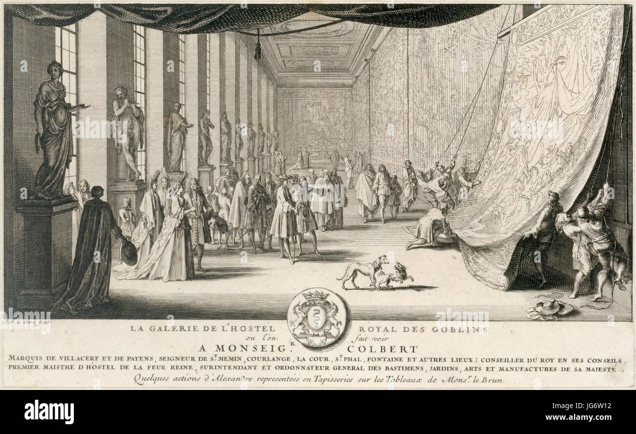 Sébastien Leclerc I, Colbert visitando la Gobelins, ca. 1665 Foto Stock