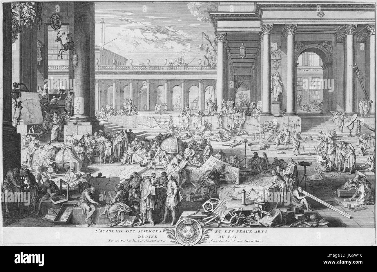 Sébastien Leclerc I, L'Académie des Sciences et des Beaux-Arts, 1698 Foto Stock