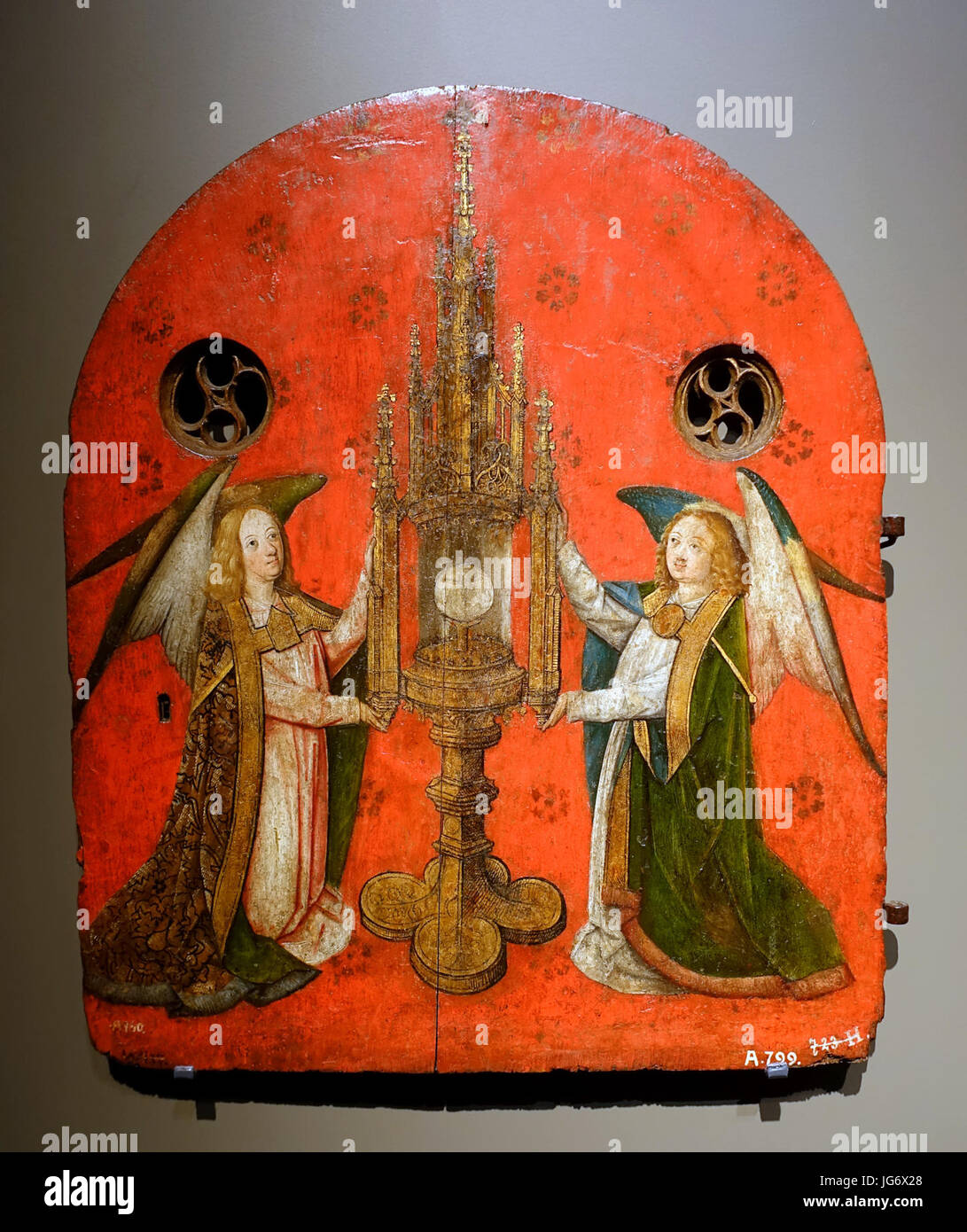 Sacramento antina, con raffigurazione di un ostensorio, Colonia, xv secolo, tempera e Olio su legno - Museo Schnütgen - Colonia, Germania - DSC09910 Foto Stock