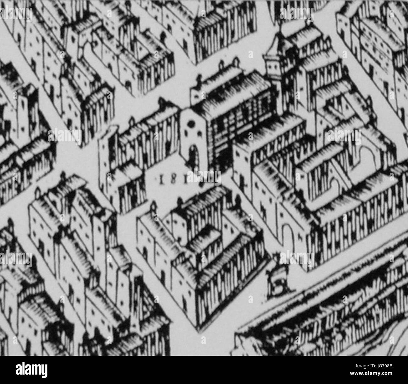 Santo Stefano al ponte nella carta del Buonsignori 1584 Foto Stock