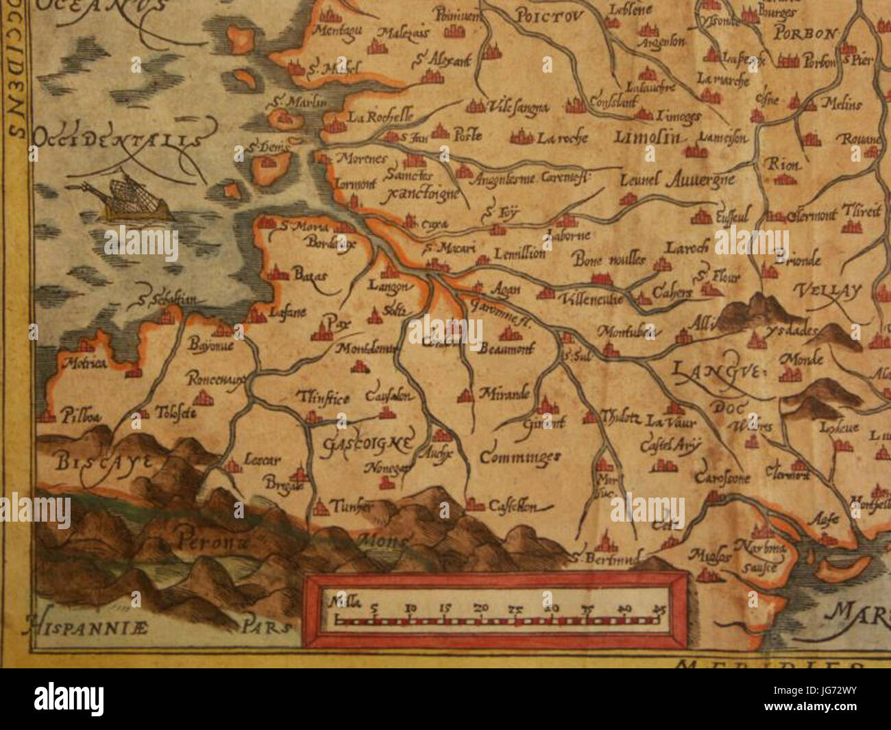 Mappa della Francia sud-ovest 28160029 Foto Stock
