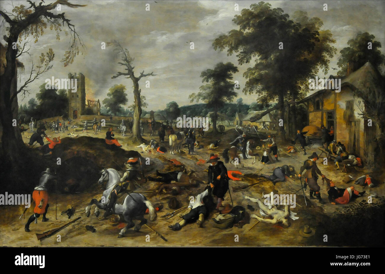 Sebastiaan Vrancx (1573-1647) - De saccheggio van Wommelgem (1625-1630) - Museo di Düsseldorf Kunstpalast 15-08-2012 15-08-12 Foto Stock