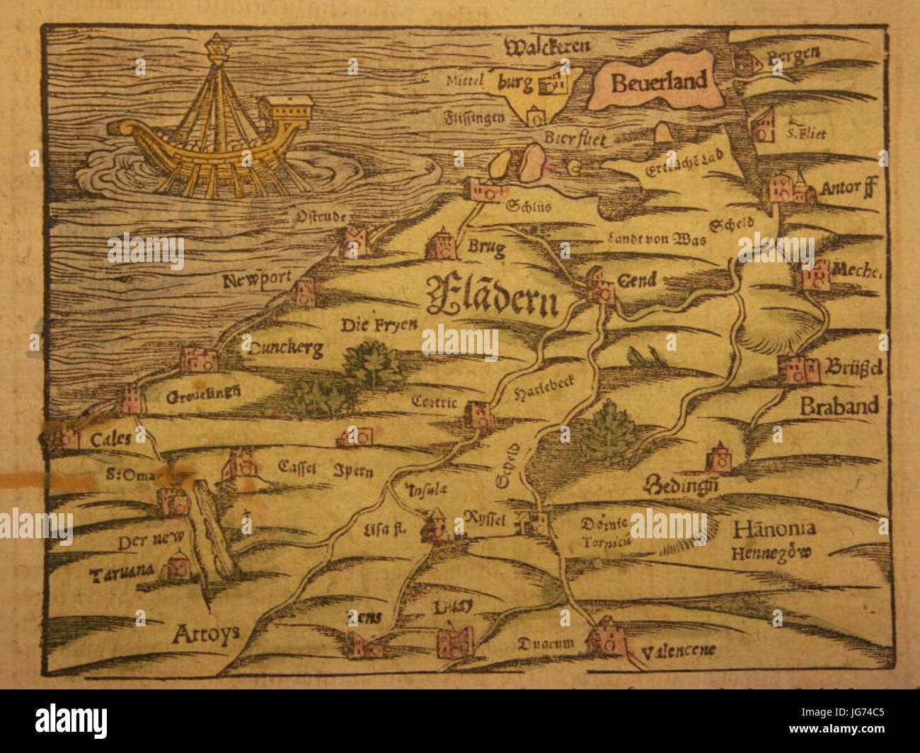 Fiandre Mappa Mappa regionale della francia immagini e fotografie stock ad alta ...