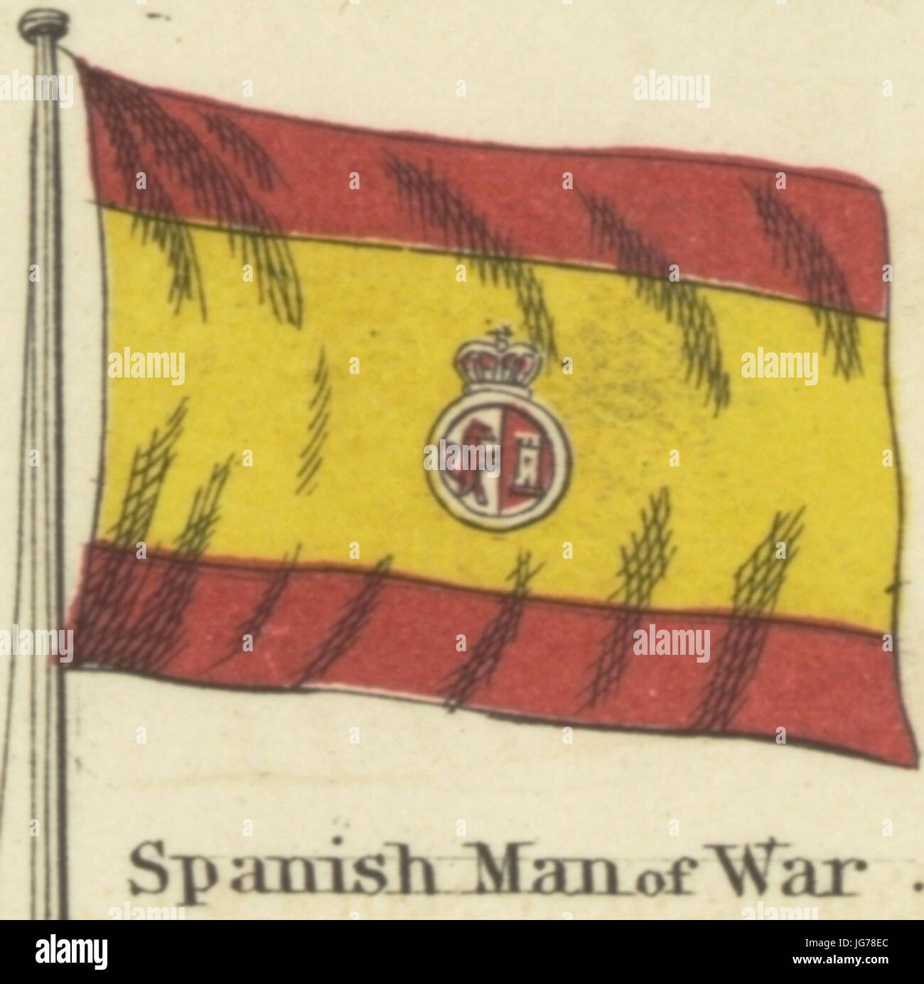 Lo spagnolo uomo di guerra. Johnson s nuovo grafico di emblemi nazionali 1868 Foto Stock