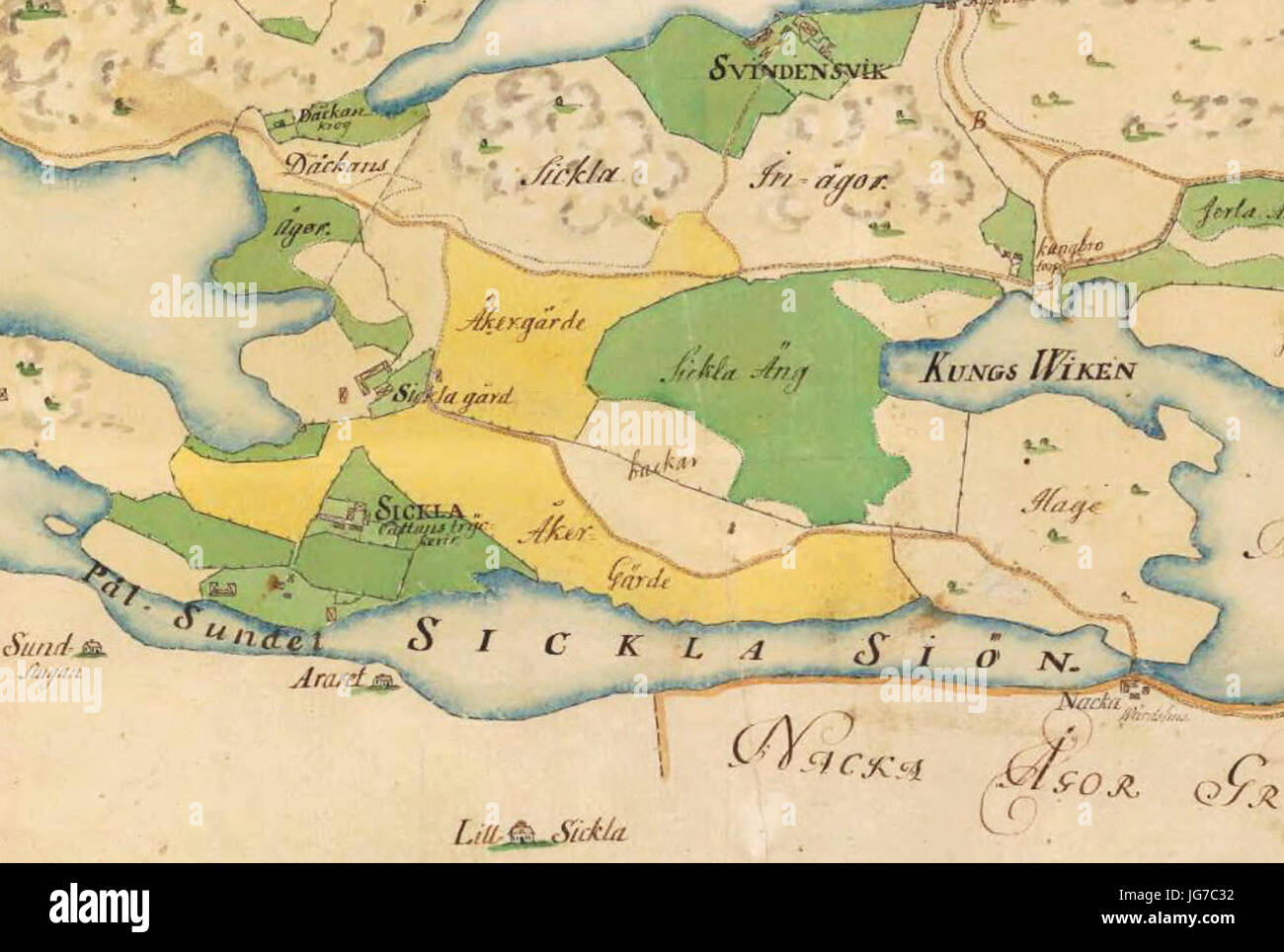 La Stora och Lilla gård Sickla 1774 Foto Stock