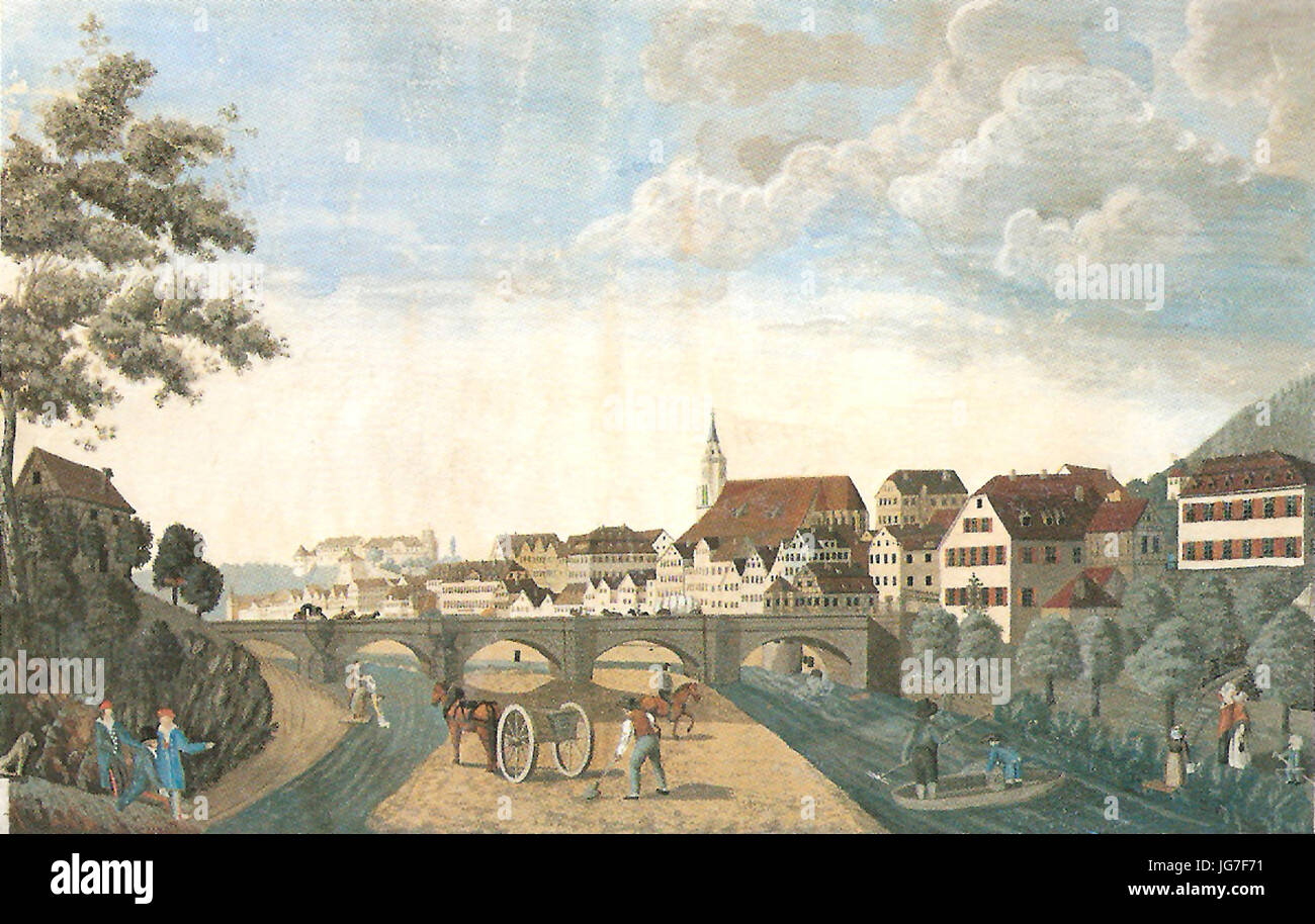 Tübingen mit Neckarbrücke Gouache 1819 Inv248 (TAM0.1) Foto Stock