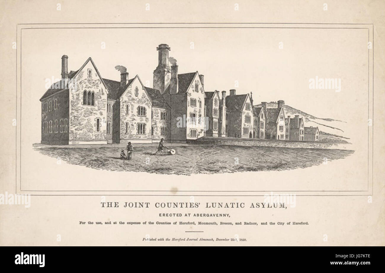 Il Comune di contee Manicomio eretto a Abergavenny. 28337564729 Foto Stock