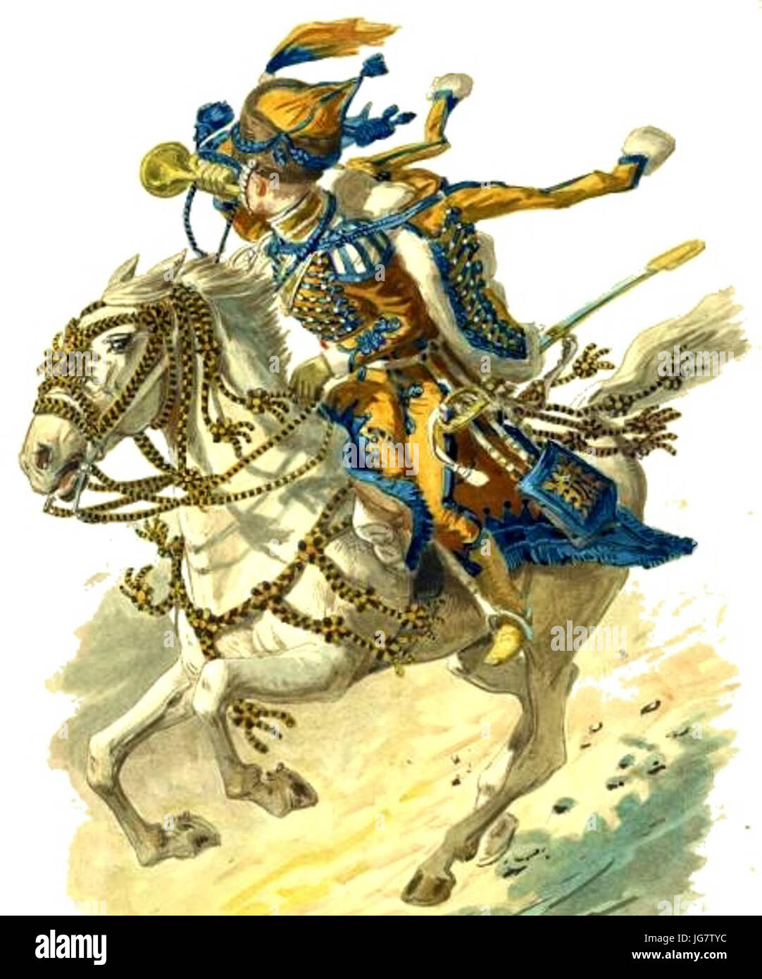 Trompette des hussards de la Garde royale napolitaine 1812 Foto Stock