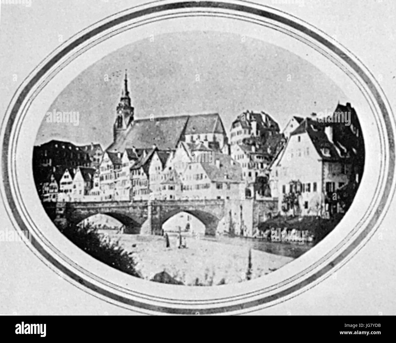 Unbekannter Neckarbrücke Fotograf und Neckarfront Salzpapierabzug um 1858 Foto Stock