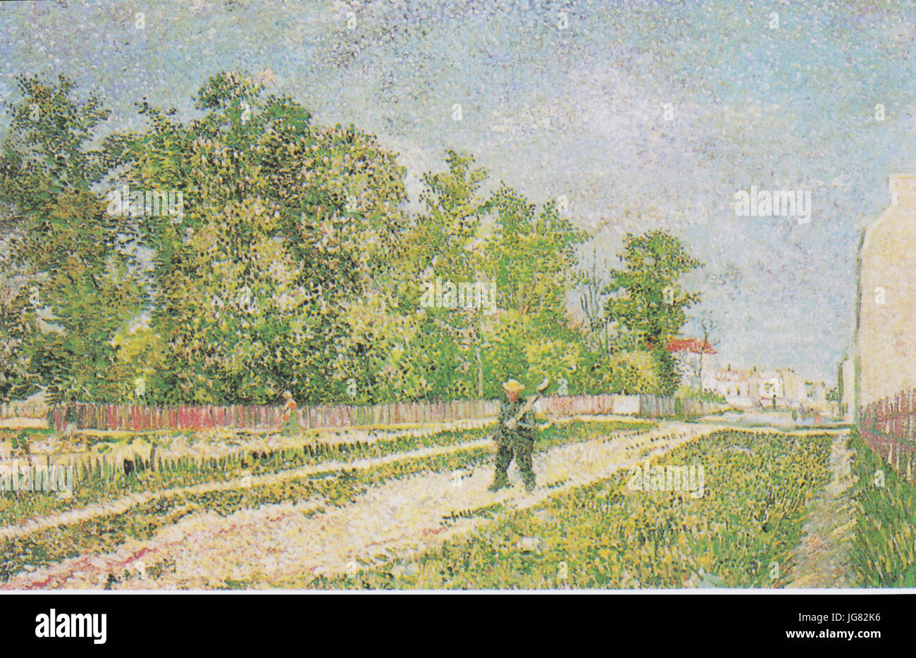 Van Gogh - Straße am Stadtrand von Paris mit Männlicher figura mit Spaten Foto Stock