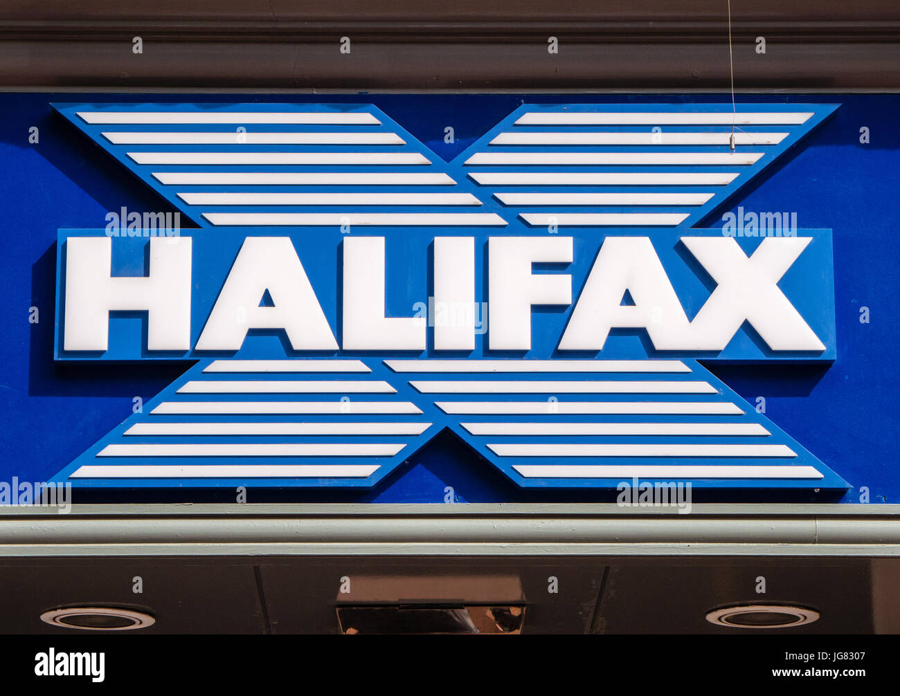 Halifax Bank segno, Reading, Berkshire, Inghilterra Foto Stock