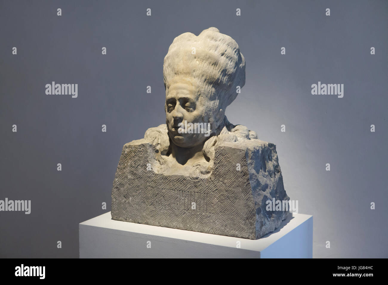 Busto di russo imperatrice Caterina la Grande da Czech Art Nouveau scultore Ladislav Šaloun (non datato) sul display nella galleria del Central Bohemian Region (GASK) a Kutná Hora, Repubblica Ceca. Foto Stock