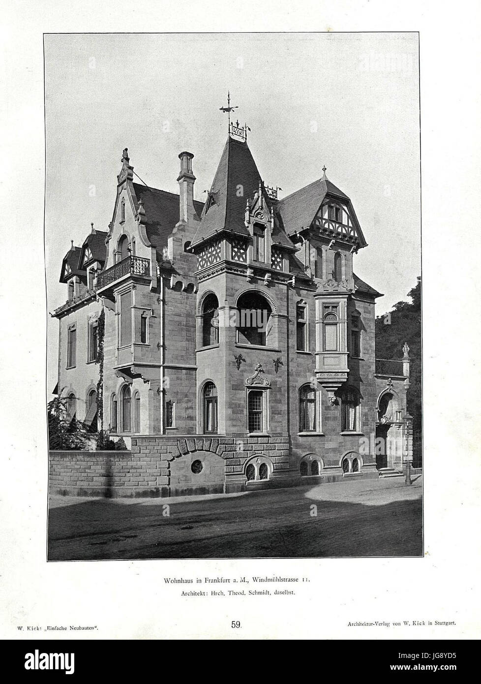 Wilhelm Kick, Einfache Neubauten, Stuttgart 1890, Wohnhaus a Francoforte un.M., Windmühlstraße 11, Architekt Hrch. Theod. Schmidt aus Frankfurt a.M. Foto Stock