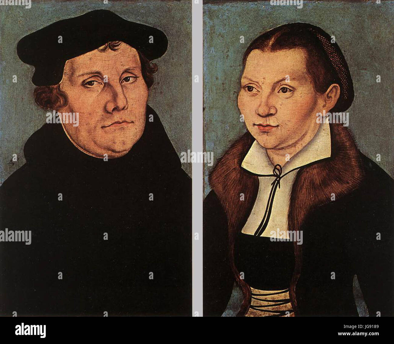 Workshop Lucas Cranach d.Ä. - Doppelporträt Martin Luther u. Katharina Bora (Uffizien) Foto Stock