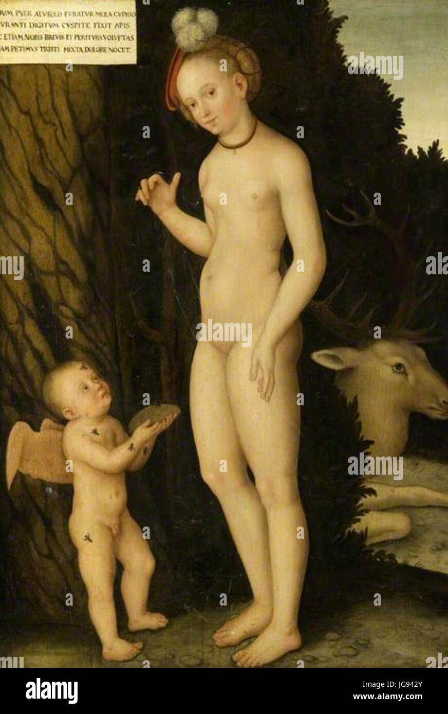 Lucas Cranach d.ä84. (Werkstatt) - La venere mit Amor, dem Honigdieb (Burrell Collection) Foto Stock