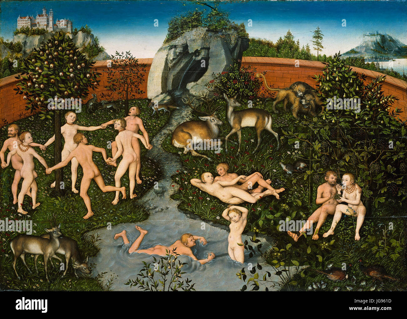 Lucas Cranach d.Ä. - Das Goldene Zeitalter (Nasjonalgalleriet, Oslo) Foto Stock