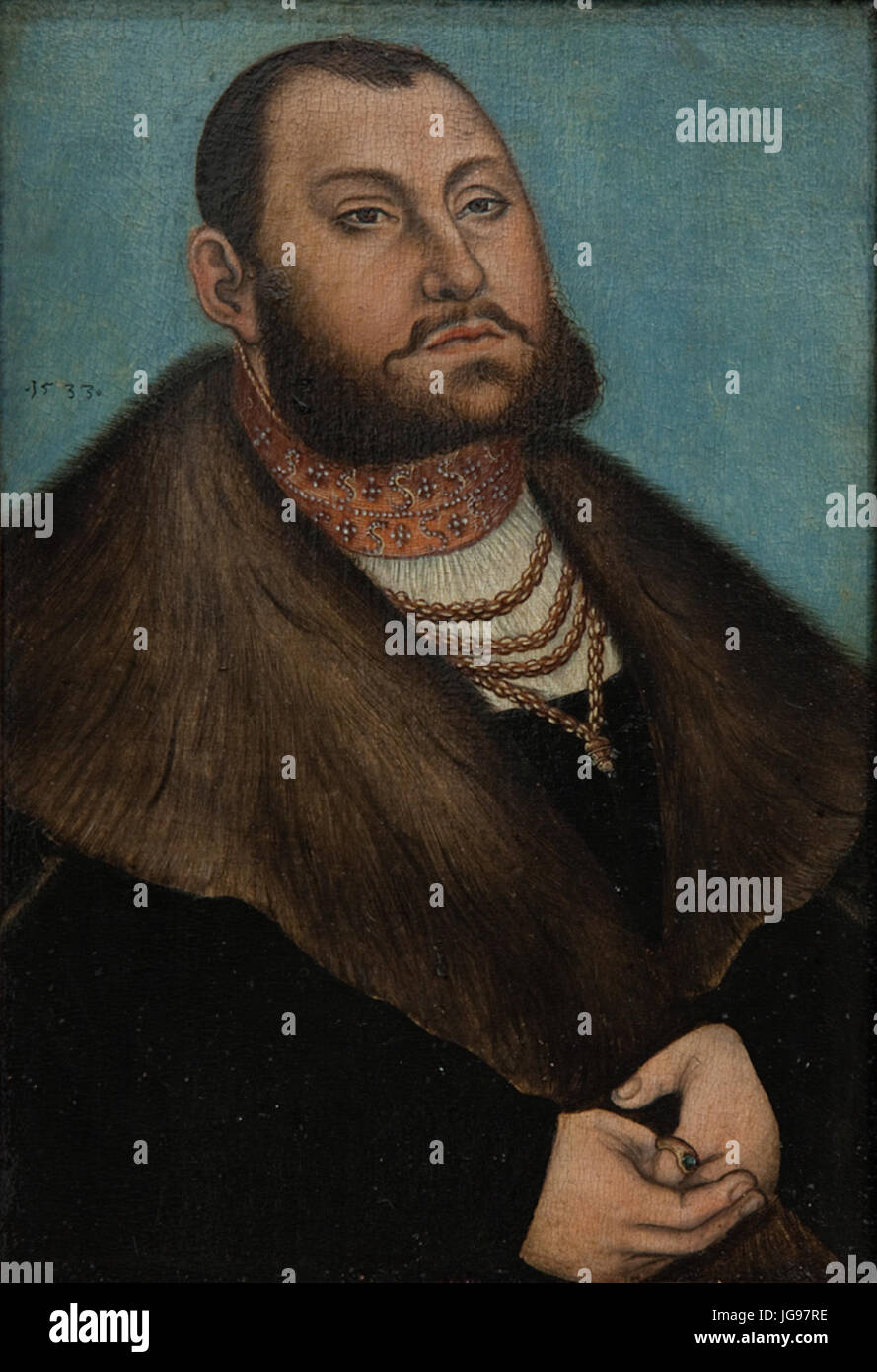 Lucas Cranach d.Ä. - Porträt des Kurfürsten Johann Friedrich des Großmütigen von Sachsen (Statens Museum Kunst) Foto Stock