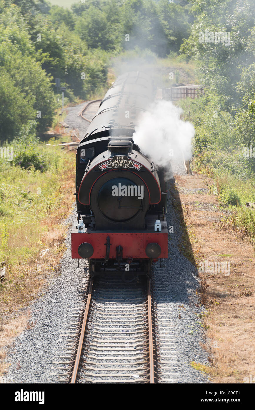 Il Gwili Railway,nuovo tratto di pista aperta al pubblico dal Bronwydd armi alla giunzione Abergwili, 2 luglio 2017 vicino a Carmarthen West Wales Foto Stock