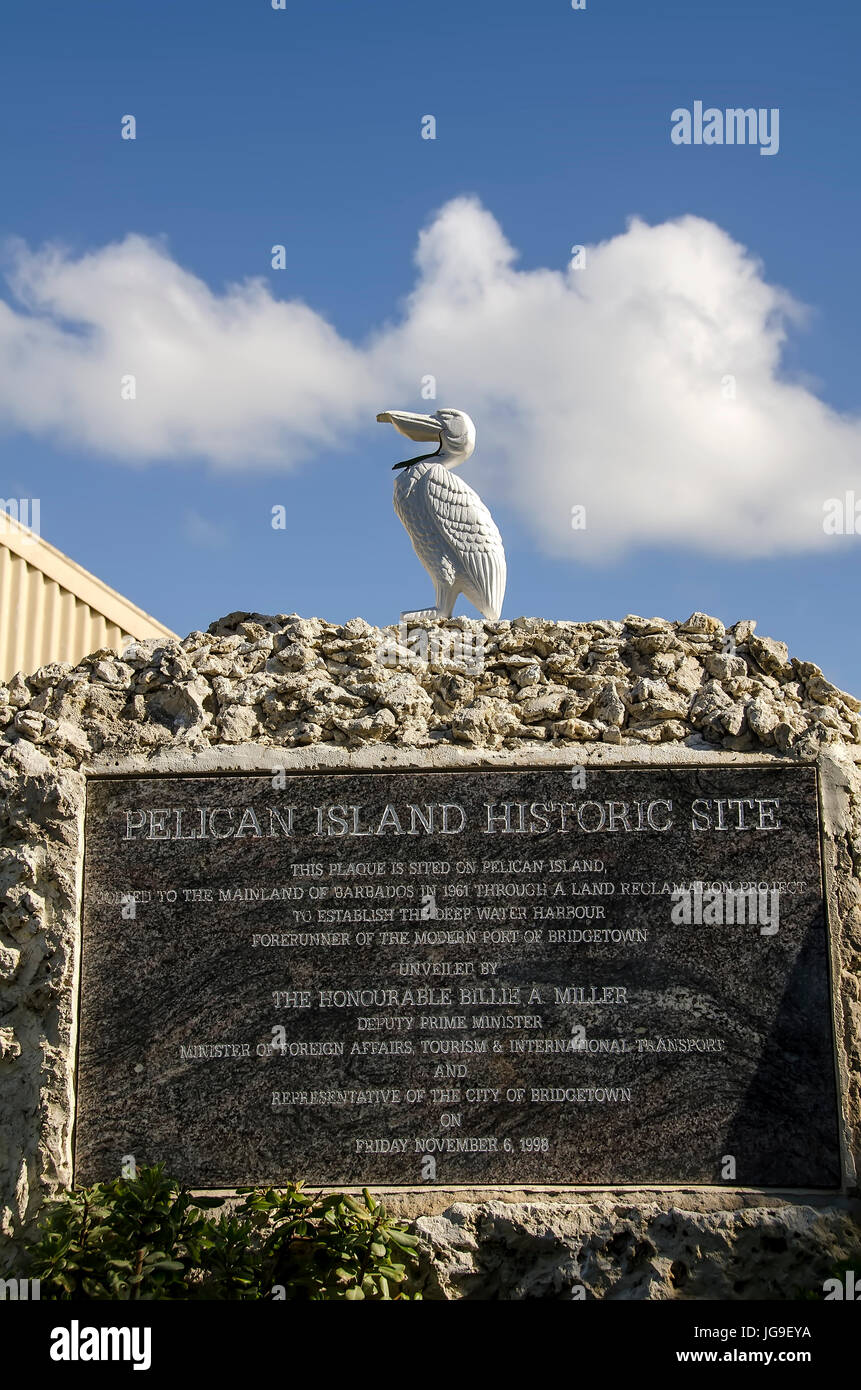 Pelican Island Historic Site monumento Bridgetown Barbadossouthern Foto Stock