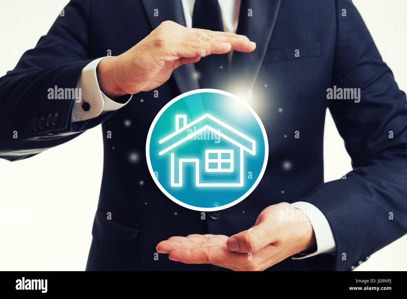 La protezione della casa e il concetto di assicurazione Foto Stock