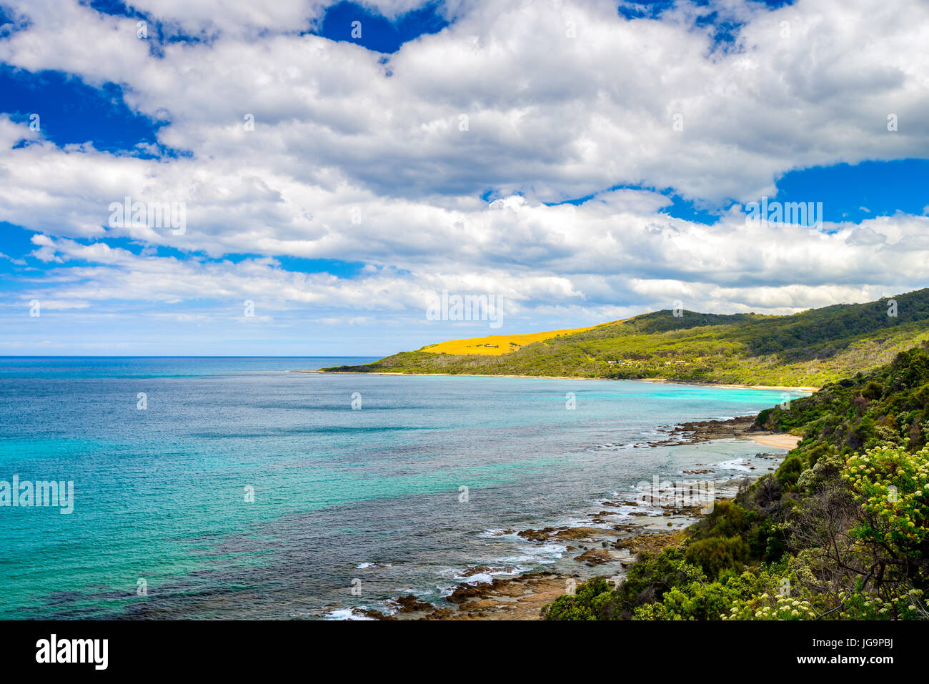New Scenic 5 posti il paesaggio costiero lungo la Great Ocean Road di Lorne, Victoria, Australia Foto Stock