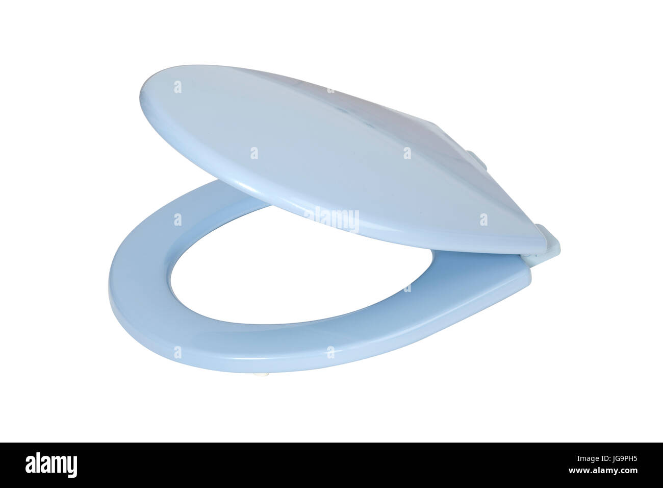 Luce coperchio blu per il sedile di gabinetto isolato su sfondo bianco con tracciato di ritaglio Foto Stock