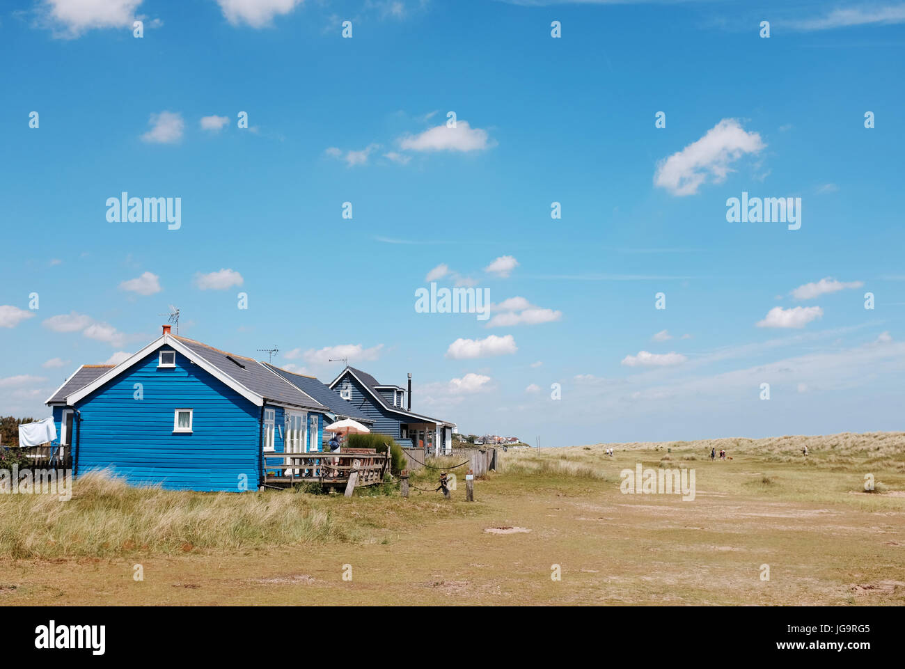 Southwold Suffolk REGNO UNITO Giugno 2017 - Remote case vacanza su Southwold Beach e le dune di sabbia Foto Stock