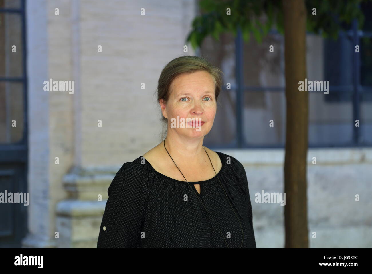 Scrittore tedesco Jenny Erpenbeck. Photocall con due dei candidati per la quarta edizione del Premio europeo di Strega, Jenny Erpenbeck e Ali Smith, che parteciperà alla serata del 5 luglio della letteratura Festival Internazionale di Roma (Foto di Matteo Nardone / Pacific Stampa) Foto Stock