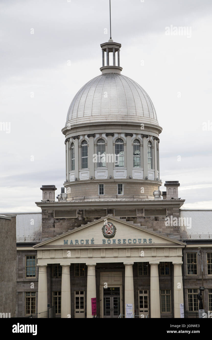 Facciata del mercato Bonscours a Montreal, Canada. L' edificio è stato assemblati nel 1840s. Foto Stock