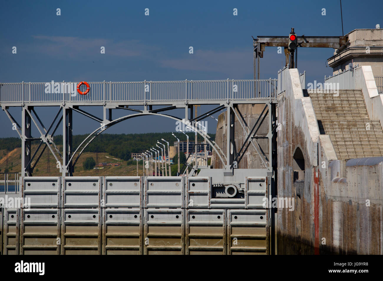 Saracinesca di Zhiguli stazione idroelettrica Foto Stock