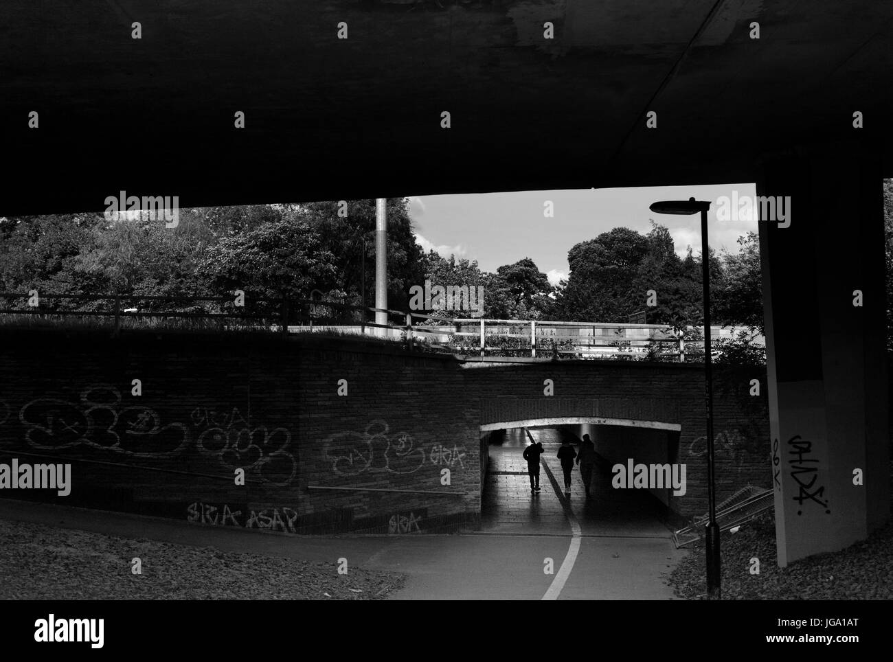 Sottopassaggio nel parco espositivo, Newcastle Foto Stock