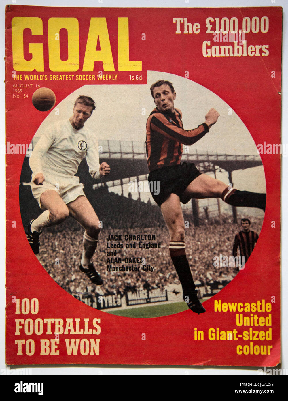 Coperchio anteriore del popolare British calcio magazine, obiettivo. Foto Stock