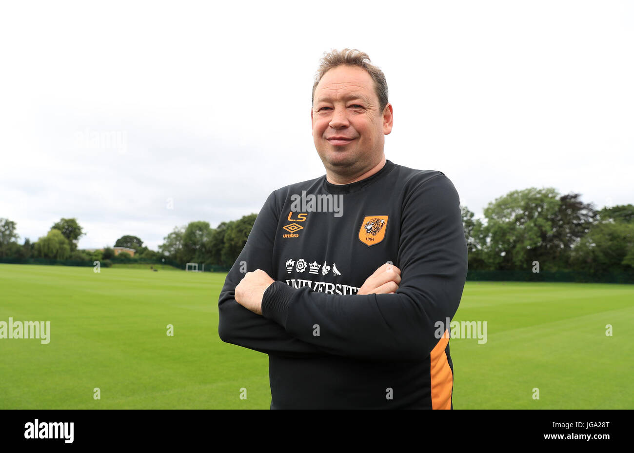 Il manager di Hull City Leonid Slutsky si pone per le fotografie dopo una conferenza stampa presso l'Università di Hull Training Ground. PREMERE ASSOCIAZIONE foto. Data immagine: Mercoledì 5 luglio 2017. Vedi storia di PA CALCIO Hull. Il credito fotografico dovrebbe essere: Tim Goode/PA Wire. Foto Stock