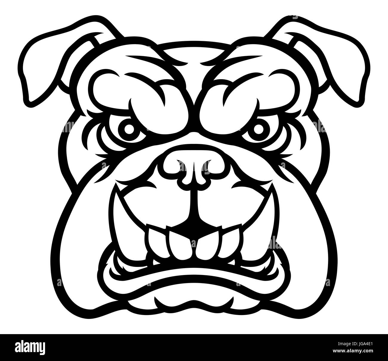 Un significa bulldog cane arrabbiato sport animali mascotte cartoon character Foto Stock
