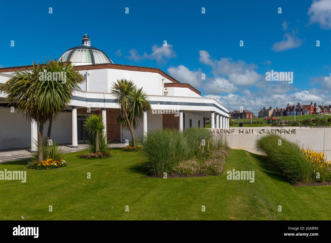 La Marine Hall sulla spianata di Fleetwood Foto Stock