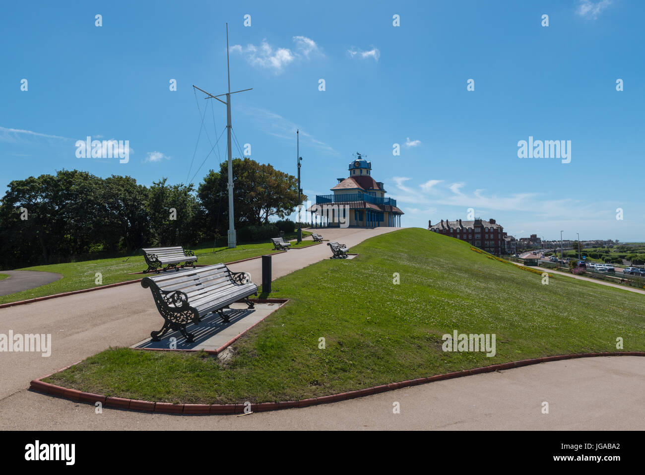 Il padiglione per montaggio e giardini sull'Esplande a Fleetwood Foto Stock