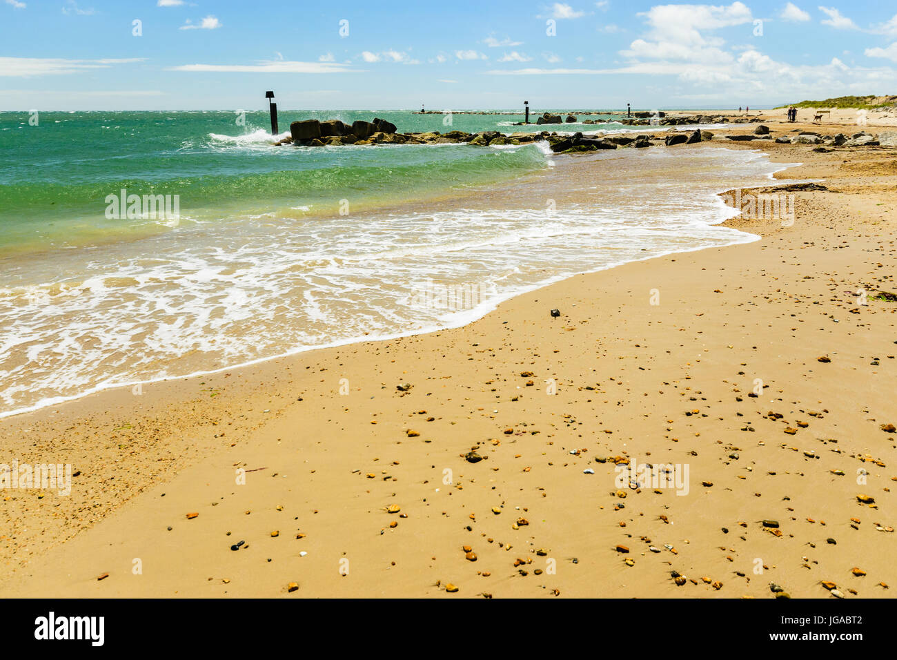 Litorale a sandbank Mudeford Dorset in Inghilterra. Foto Stock