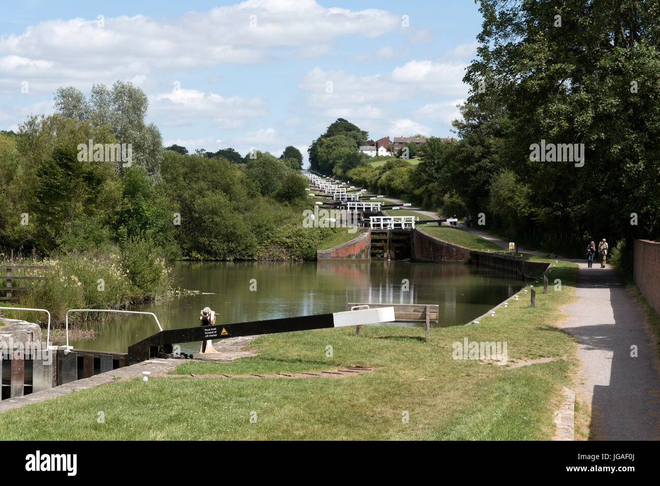 La collina di Caen Volo di bloccaggio sul Kennet & Avon Canal a Devizes Wiltshire, Inghilterra REGNO UNITO Foto Stock