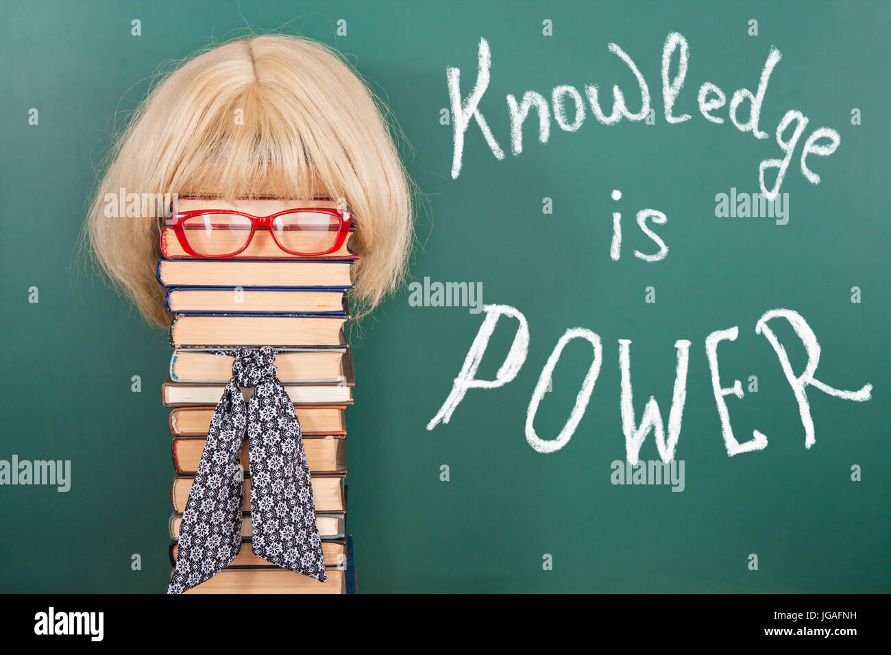 La conoscenza è potere, divertente il concetto di istruzione Foto Stock