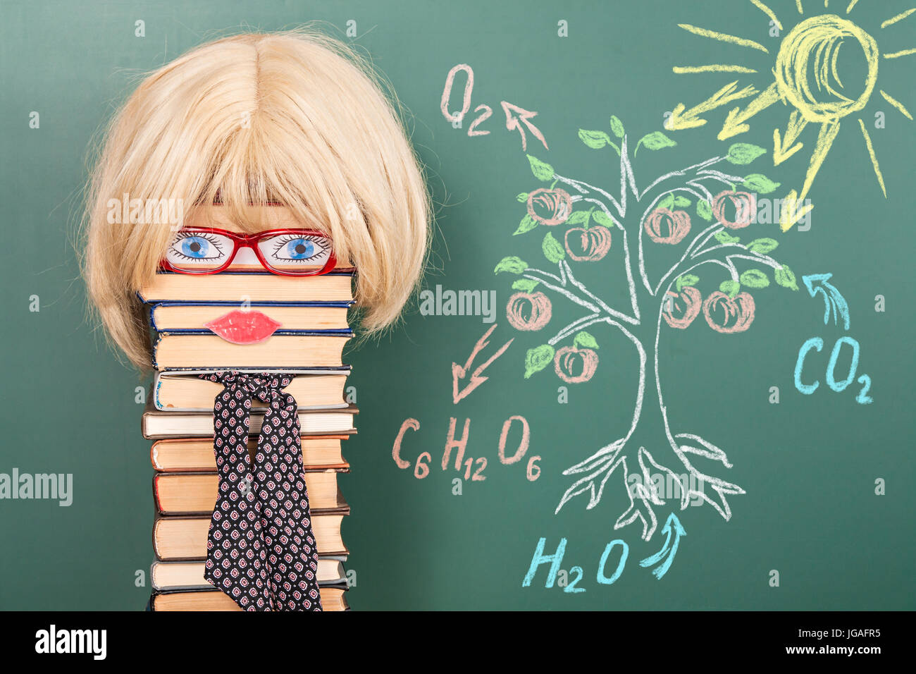 Il maestro dimostra il principio della fotosintesi Foto Stock