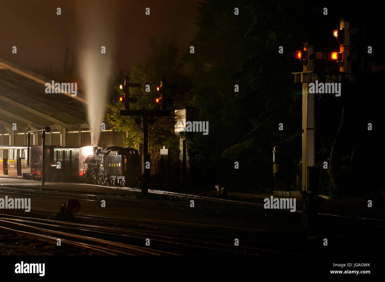 Romney Hythe e Dymchurch railway. Un 15' indicatore ferrovia in miniatura nel Kent REGNO UNITO. Foto Stock