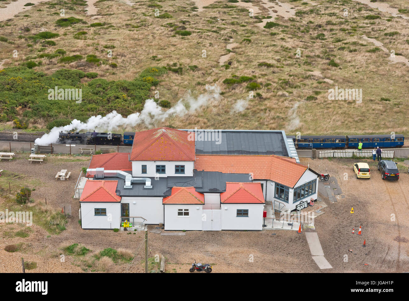 Romney Hythe e Dymchurch railway. Un 15' indicatore ferrovia in miniatura nel Kent REGNO UNITO. Foto Stock