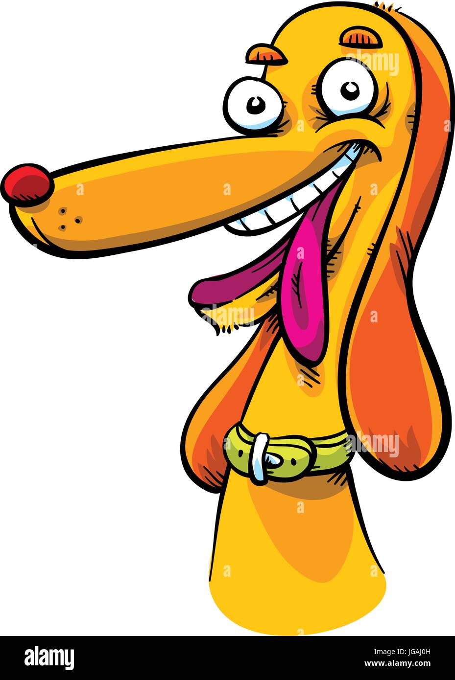Un cartone animato di un luminoso cane amichevole con un sorriso. Illustrazione Vettoriale