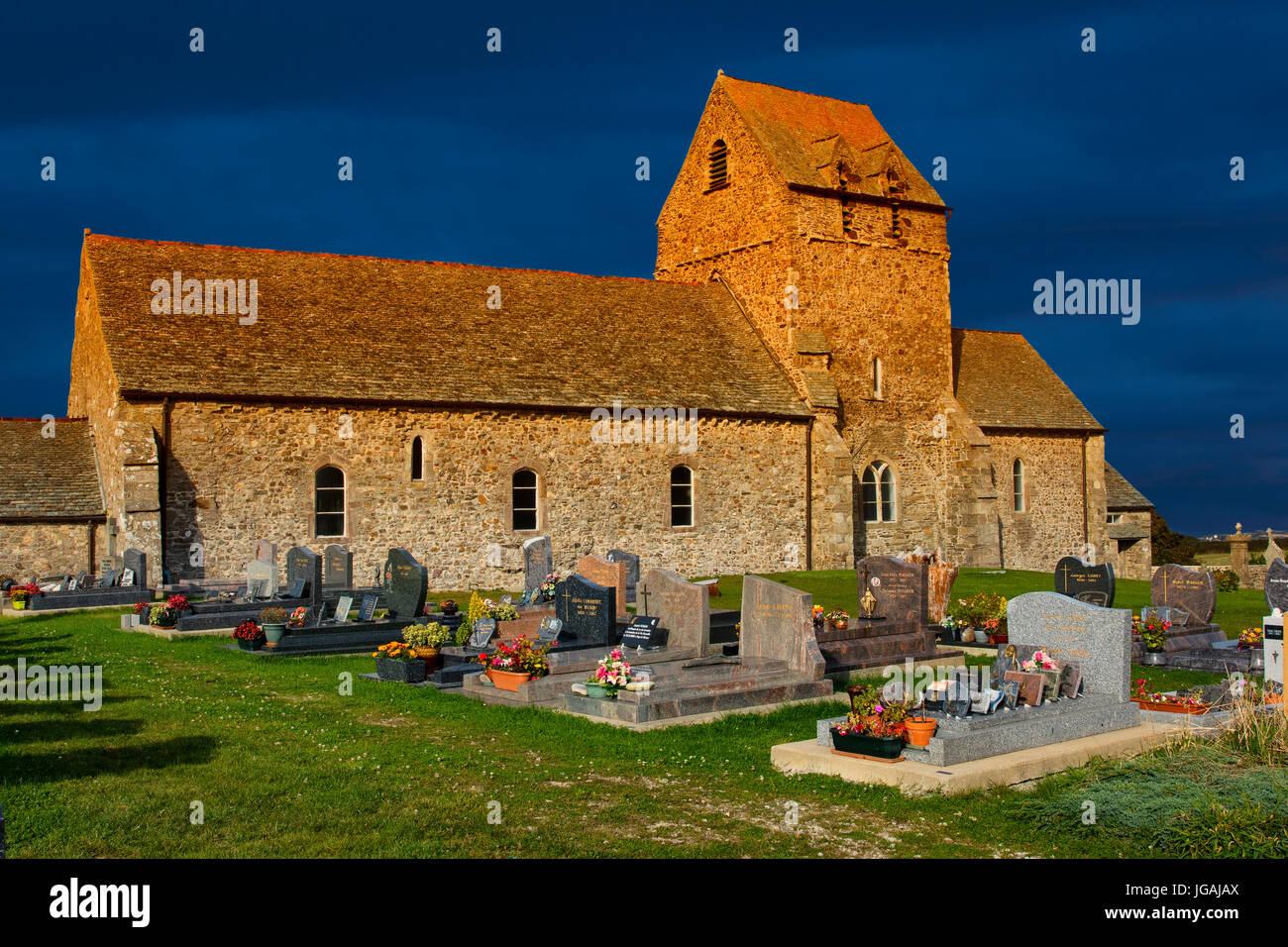 Chiesa di Jobourg nella penisola del Cotentin, in Normandia Foto Stock