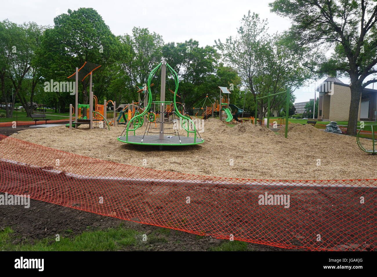 La foto è di un Green Playground in fase di costruzione nel Brooklyn Center Minnesota. Foto Stock