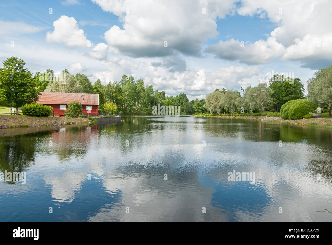 Fiume in estate in Svezia Foto Stock