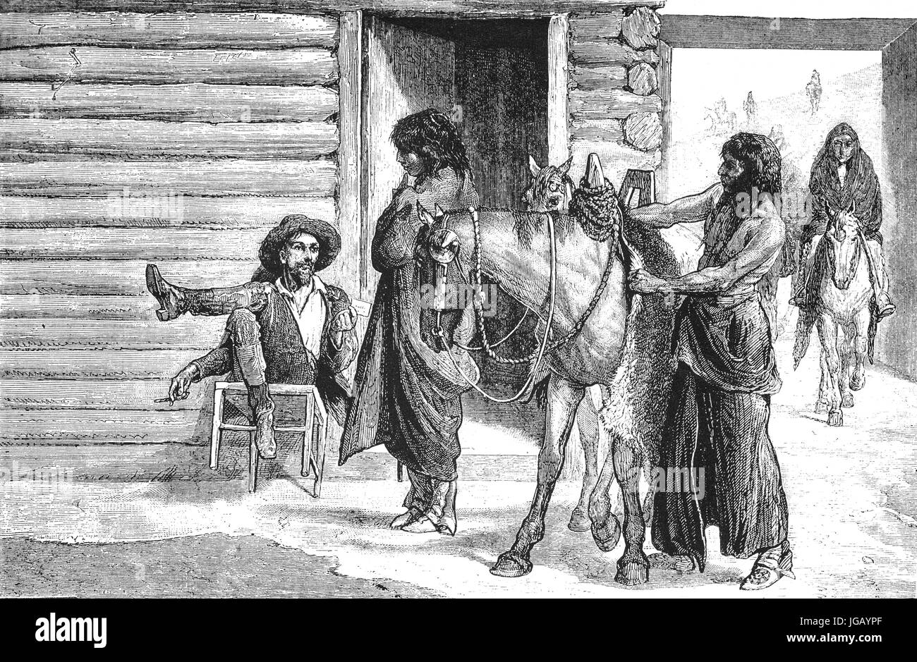 Nativi americani o 'indiani' a nascondere cacciatori hut nello stato del Nebraska, Stati Uniti d'America Foto Stock