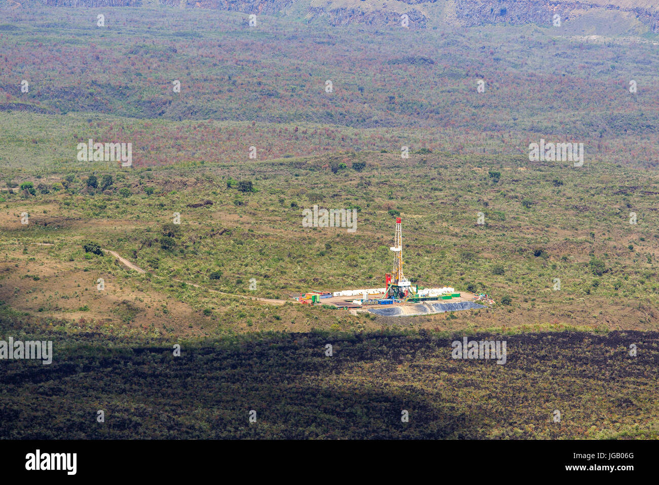 Centrale geotermica nel cratere menengai, Nakuru, Kenya, Africa orientale Foto Stock