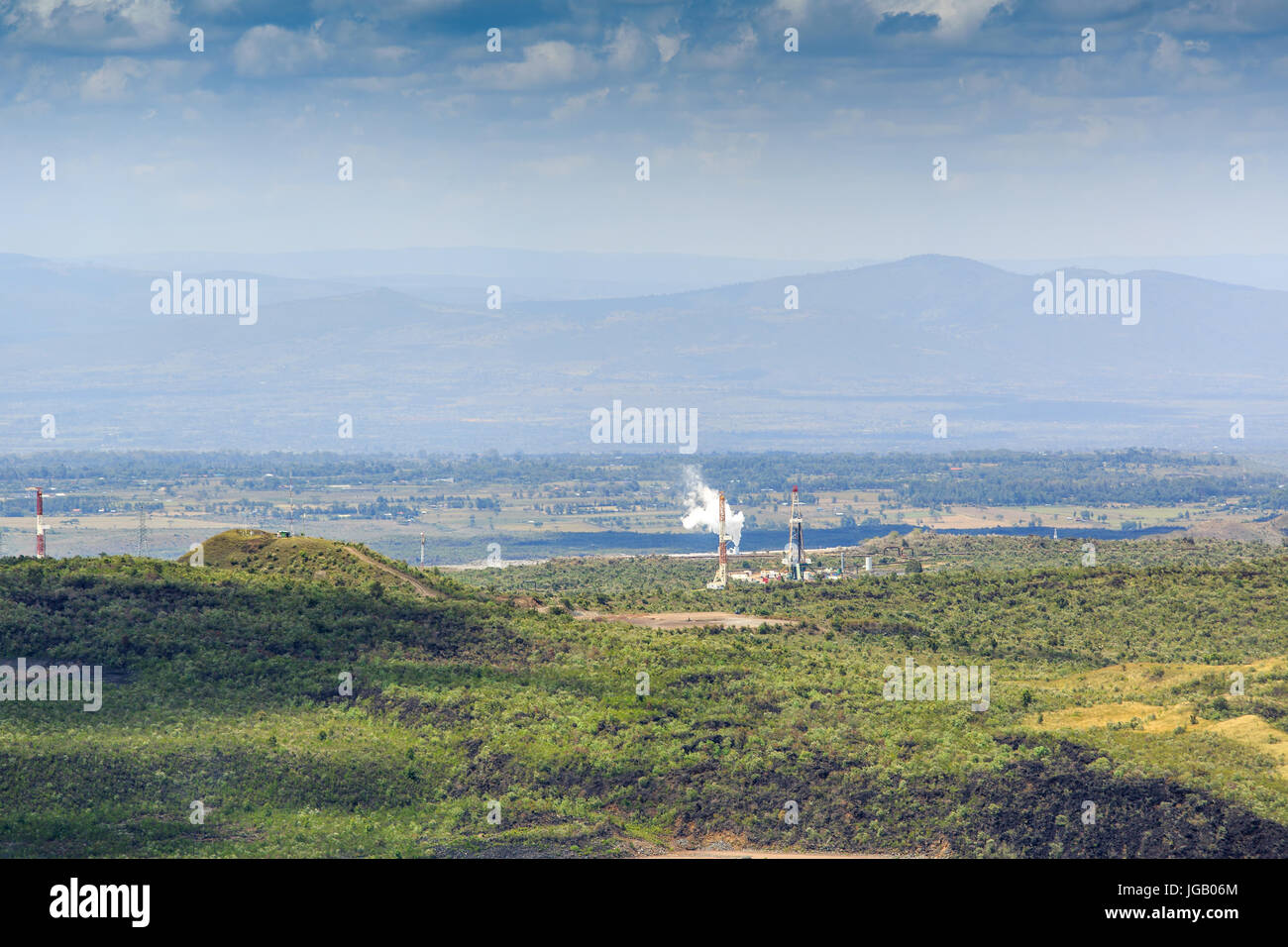 Centrale geotermica nel cratere Menengai, Nakuru, Kenya, Africa orientale Foto Stock